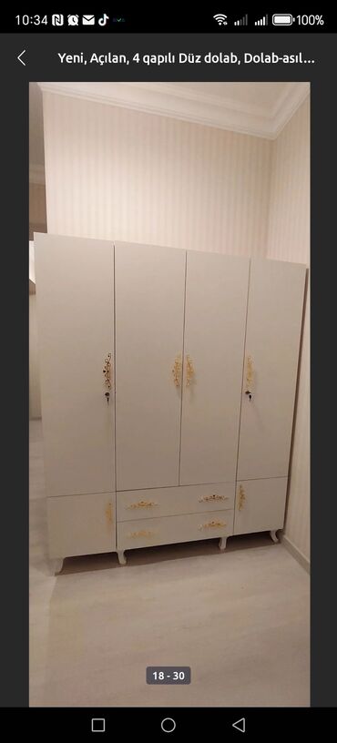 Dolablar: Açılan, 4 qapılı Düz dolab, Qarderob, paltar dolabı — 7