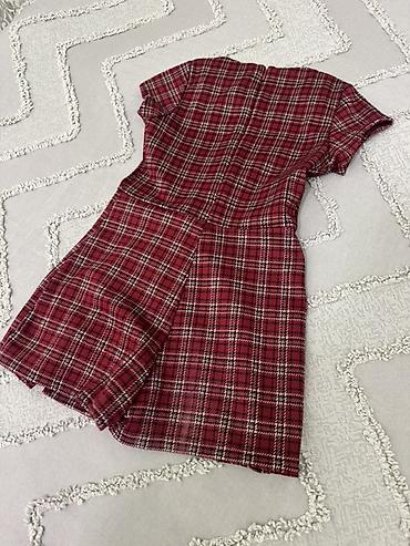 geyimlər donlar: Qırmızı-qara-ağ rəngli xalı (plaid) naxışlı qız uşaq donu, arxasi — 4
