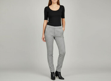 brązowe buty czarne spodnie: Skiny, Material trousers for women, size S