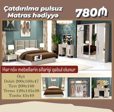 çarpayı kredit: *Yataq Dəsti 780Azn💥* 🎁Matras hədiyyə ✔️Rəng seçimi var *✔️Şəhər