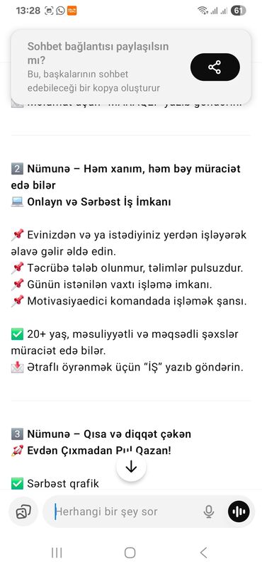 Təhsil, elm: Onlayn və sərbəst iş imkanı təqdim olunur. Evdən və ya istənilən