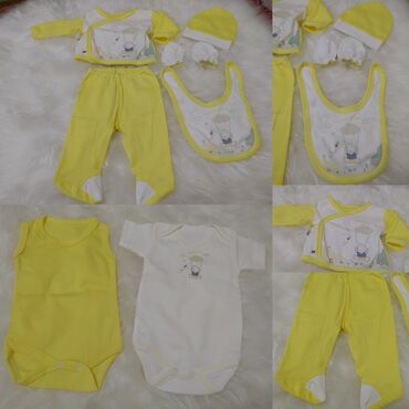 yeni doğulmuş uşaq paltarları: Dəstlər rəng - Sarı