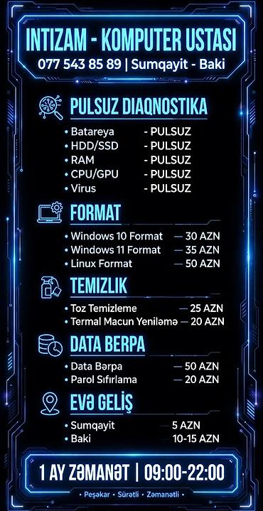 ugur isə duzəltmə: 💻 *İNTİZAM - KEYFİYYƏTLİ KOMPUTER USTASI* 📞 077 543 85 89 | Sumqayıt - — 2