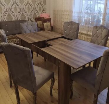 kuxna stullari: Для кухни, Для гостиной, Новый, Раскладной, Прямоугольный стол, 6 стульев, Азербайджан