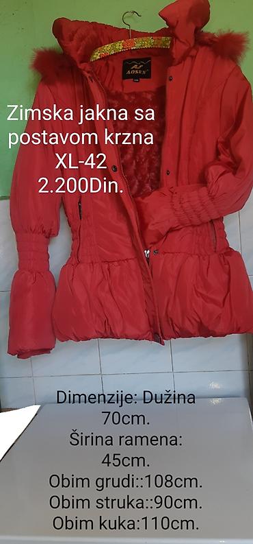 prada baletanke: Zimska ženska jakna sa postavom od krzna, crvena. Veličina: XL / 42 — 1