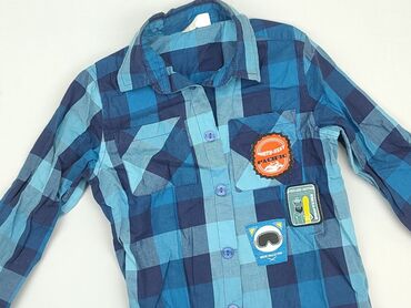 jesienne buty: Shirt 3-4 years, condition - Good, pattern - Cell, color - Light blue