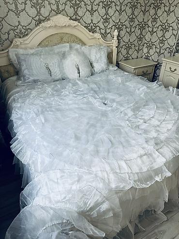 bed sheets: Нарядный комплект для невест в спальню шикарное покрывало 2 наволочки — 3
