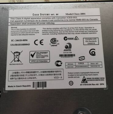 Modemlər və şəbəkə avadanlıqları: Cisco 2801 Inteqrasiya olunmuş xidmətlər maşrutizatoru. VPN üçün — 5