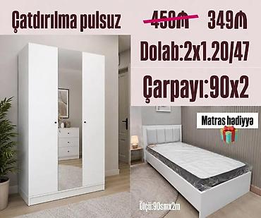 Ağ rəngdə yataq otağı dəsti. - Çarpayı ölçüsü: 90 x 2 m (ölçü: 90 sm lalafo.az -da Ağ rəngdə yataq otağı dəsti. - Çarpayı ölçüsü: 90 x 2 m (ölçü: 90 sm