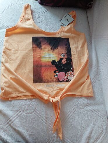 hm majice na bretele: S (EU 36), Pamuk, Sa ilustracijom, bоја - Narandžasta
