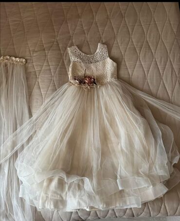 hm платье: Детское платье, цвет - Белый, Б/у
