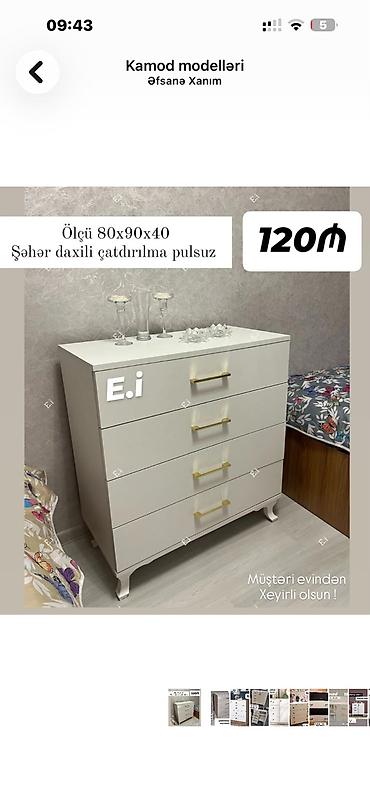 Kamod modeli Sadə və zövqlü dizayna malik ağ rəngli kamod. Model 4