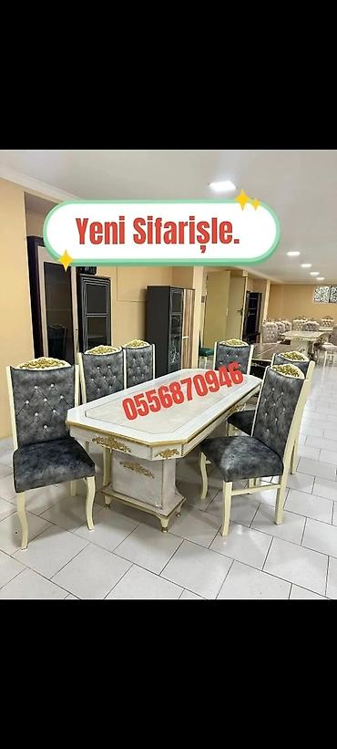 stul gence: Qonaq otağı üçün, Yeni, Açılmayan, Dördbucaq masa, 6 stul — 9