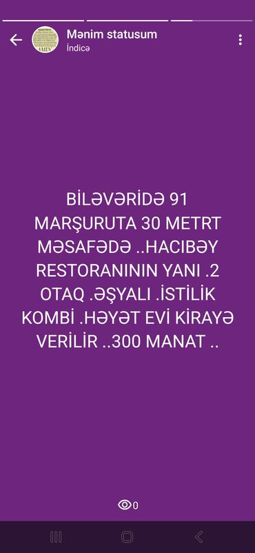 bineqedi heyet evi: 60 kv. m, 2 otaqlı, Kombi, Qaz, İşıq