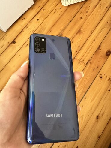 samsung dukan: Samsung Galaxy A21S, 32 ГБ, цвет - Синий, Отпечаток пальца, Face ID