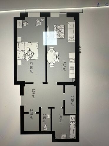 переводческое агенство: 2 комнаты, 58 м², Элитка, 6 этаж, Без ремонта