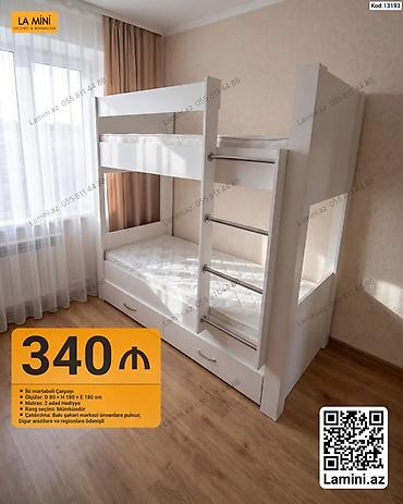 İki mərtəbəli çarpayı - Ölçülər: D 80 x H 180 x E 180 sm - Matras: 2