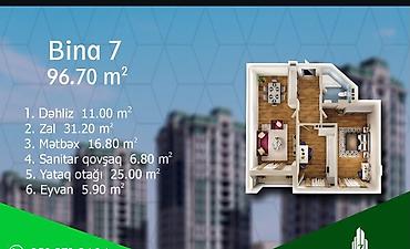 yeni evler: 2 otaqlı, Yeni tikili, 97 kv. m — 3