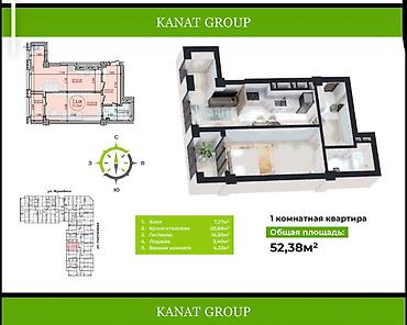 80: 1 комната, 52 м², Элитка, 9 этаж, ПСО (под самоотделку) — 4