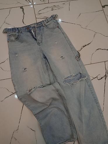 Kişi geyimləri: Məhsul: Açıq mavi rəngdə cins şalvar - Kəsim: Geniş/relaxed fit, düz — 2