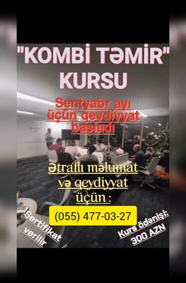 kombi dolabı: Kombi̇ təmiri̇ təli̇m kursumuz davam edi̇r.Yazi̇lmaq i̇stəyən varsa