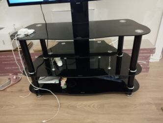 hamam ref: Прямой ТВ стенд, С полками, Стеклянный