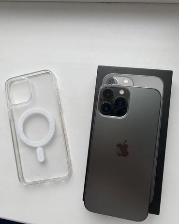 макбук на запчасти: IPhone 13 Pro Max, Колдонулган, 256 ГБ, Black Titanium, Куту, 82 %