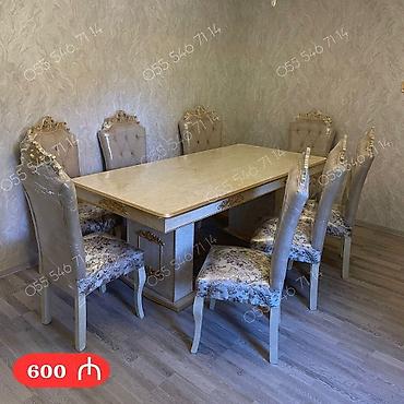 Qonaq otağı üçün, Yeni, Açılmayan, Dördbucaq masa, 6 stul