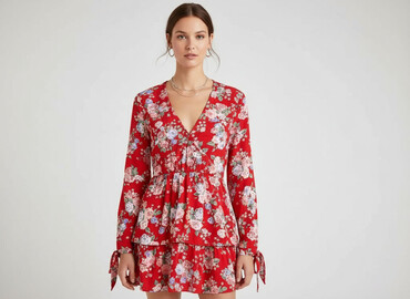czerwona satynowa sukienka hm: H&M, Sukienka damska, rozmiar XS