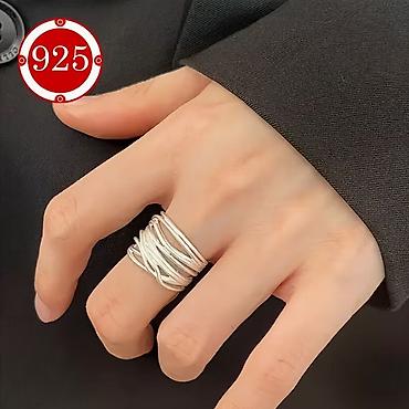 Серебряные кольца: Кольцо, Проба 925, Унисекс, Без вставки, Новый — 6
