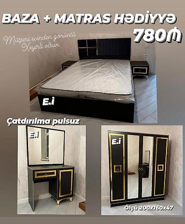 Yataq otağı mebel dəsti - Baza + hədiyyə matras (şəkildəki model) -