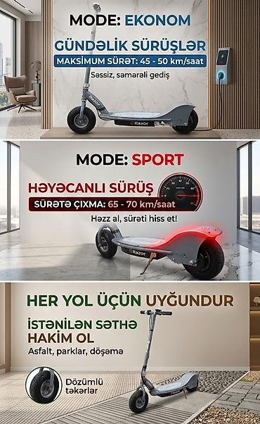 elektrikli scooter 100 km hız: Razor elektrik skuteri – şəhər içi rahat və sürətli hərəkət üçün — 3