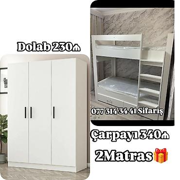 Ağ rəngli uşaq/yataq otağı mebel dəsti - 3 qapılı dolab – sadə və