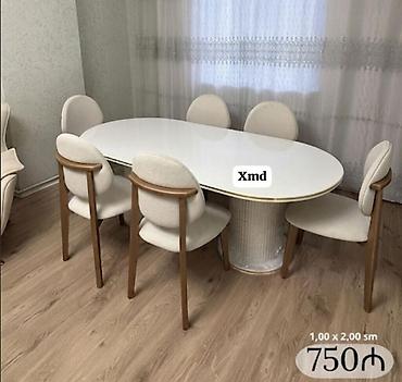asma tavan 60x60 led: Oval yemək masası və 6 ədəd stul dəsti - Masanın ölçüləri: 1,00 x — 1