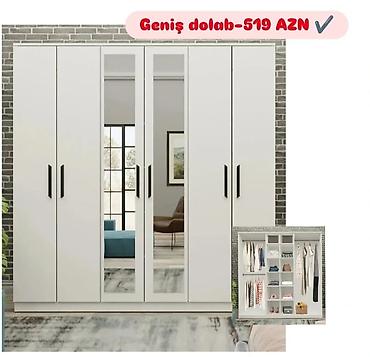 qapı mdf: Yeni, 6 qapı, Güzgülü, Ağ, Açılan, Düz dolab — 1