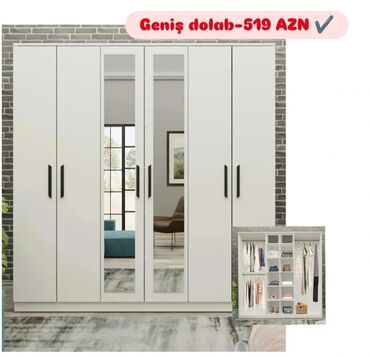 Dolablar: Yeni, Açılan, 4 qapılı Düz dolab, Qarderob, paltar dolabı, Azərbaycan — 24