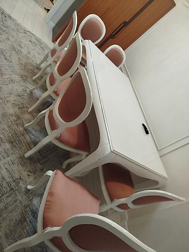 study table: Кухонный стол и стул, Б/у, Самовывоз, цвет - Белый — 2