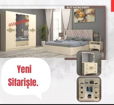 Yataq otağı dəstləri: İkinəfərlik çarpayı, Dolab, Termo, 2 tumba, Azərbaycan, Yeni — 15