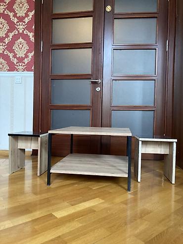 mdf panel: Kvadrat kofe masası və 2 ədəd tabure dəsti - Dizayn: Minimalist və — 8