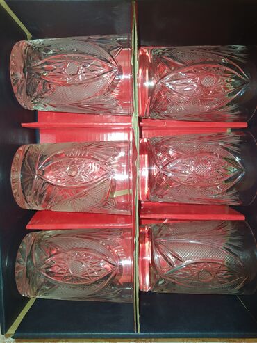 Stəkanlar, Xrustal, 6 ədədli dəst, 250 ml, Çexiya