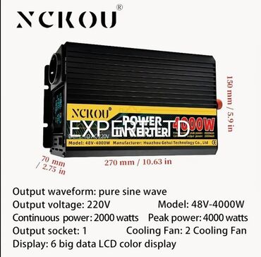 İnverterlər: Yeni Inverter, 1500-3000 Vt, 12 - 220 volt, Ünvandan götürmə, Ödənişli çatdırılma, Rayonlara çatdırılma — 27