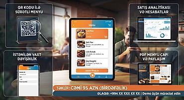 Rəqəmsal Restoran Menyu Sistemi - QR kodu ilə sürətli menyu