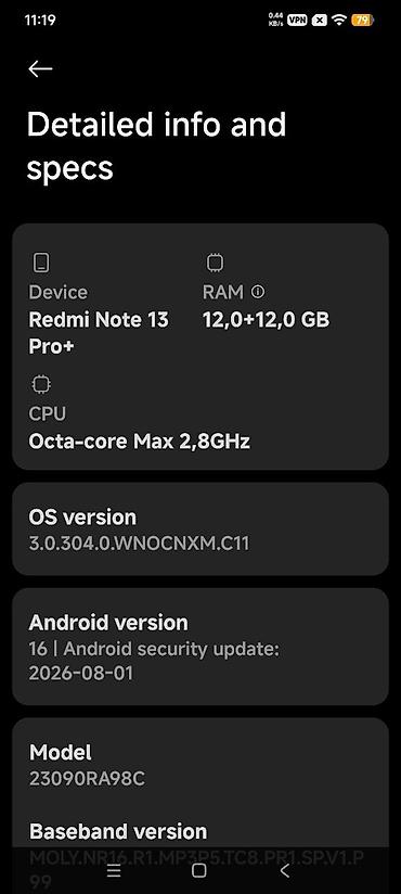 redmi note 13 ultra: Redmi Note 13 Pro+, 512 GB, Sənədlərlə, Sensor, Barmaq izi — 10