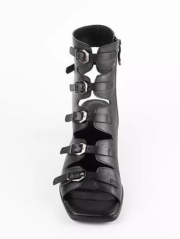 Босоножки, сандалии, шлепанцы: Женские Босоножки-Гладиаторы MAXI на каблуке, чёрные, натуральная — 14