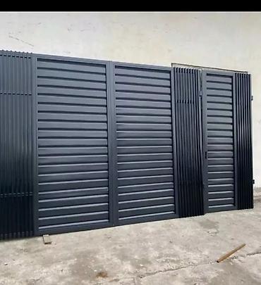 Распашные ворота: Металлические въездные ворота с калиткой. - Материал: сталь/металл — 16