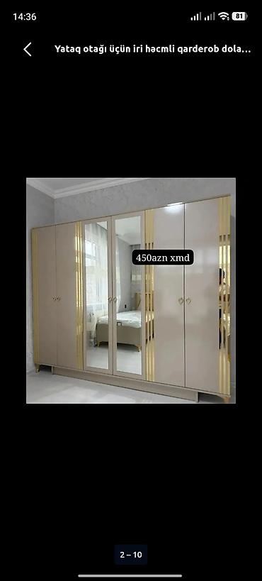 Yataq otağı üçün iri həcmli qarderob dolabı - 6 qapılı, geniş saxlama