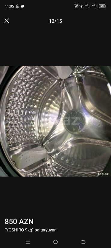 Paltaryuyan maşınlar: Paltaryuyan maşın 9 kq, İşlənmiş, Avtomat, Qurutma var, Kredit yoxdur, Ünvandan götürmə, Ödənişli çatdırılma, Rayonlara çatdırılma — 5