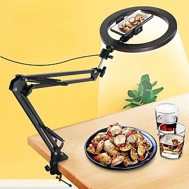 микрофон вокальный: Кольцевая LED‑лампа с держателем для смартфона и гибким настольным — 2