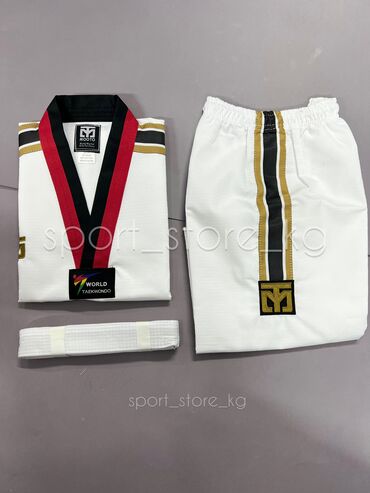 брюки спортивные: Кимоно Motto (добок) для занятий тхэквондо WTF из смешанной ткани