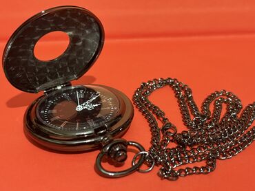 Əntiq saatlar: Klassik cib saatı – qara metal korpus və zəncir - Dizayn: Qapaqlı — 9